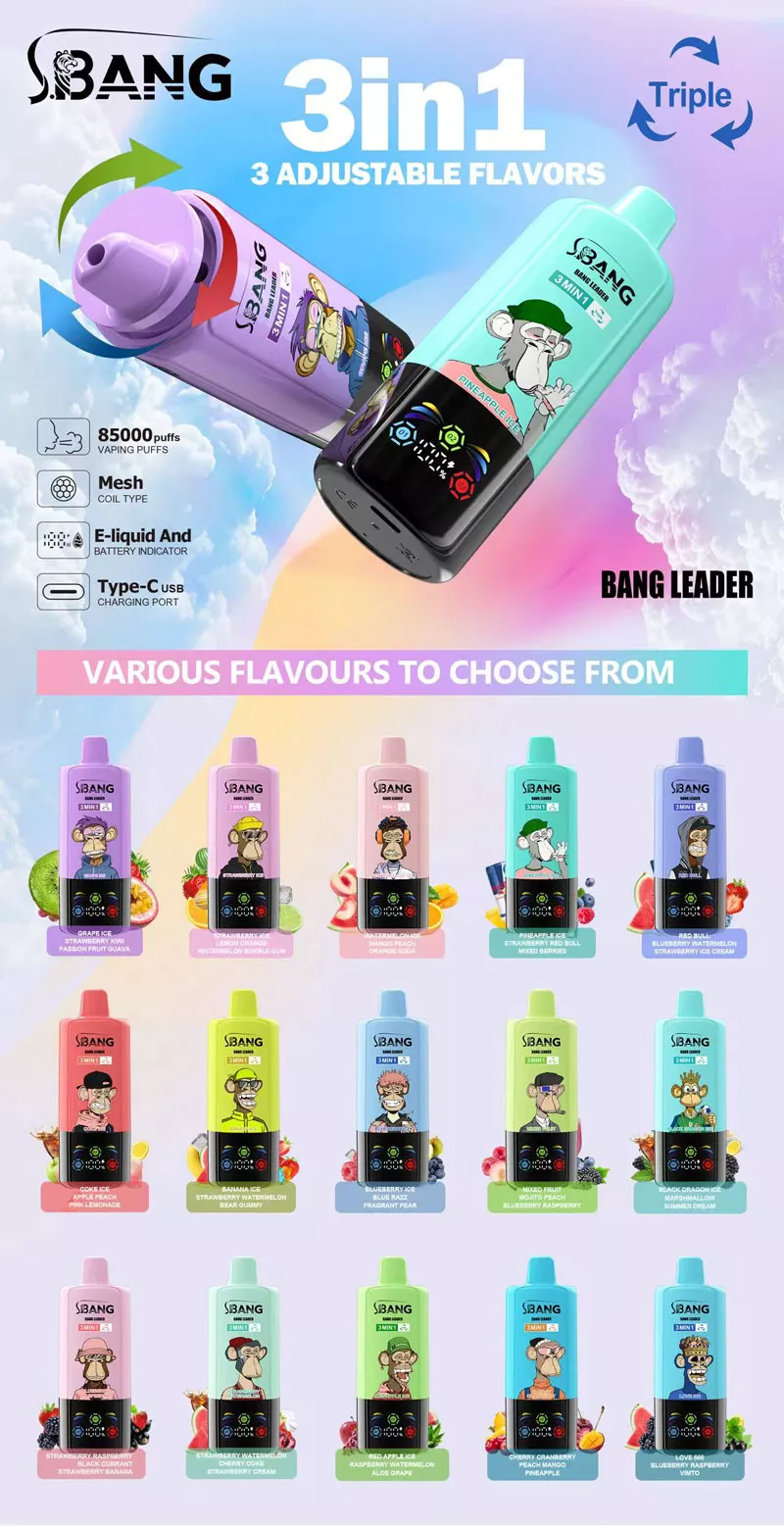 Bang Leader 85K Puffs 3 IN 1 - jednorazový vape s 3 chuťami