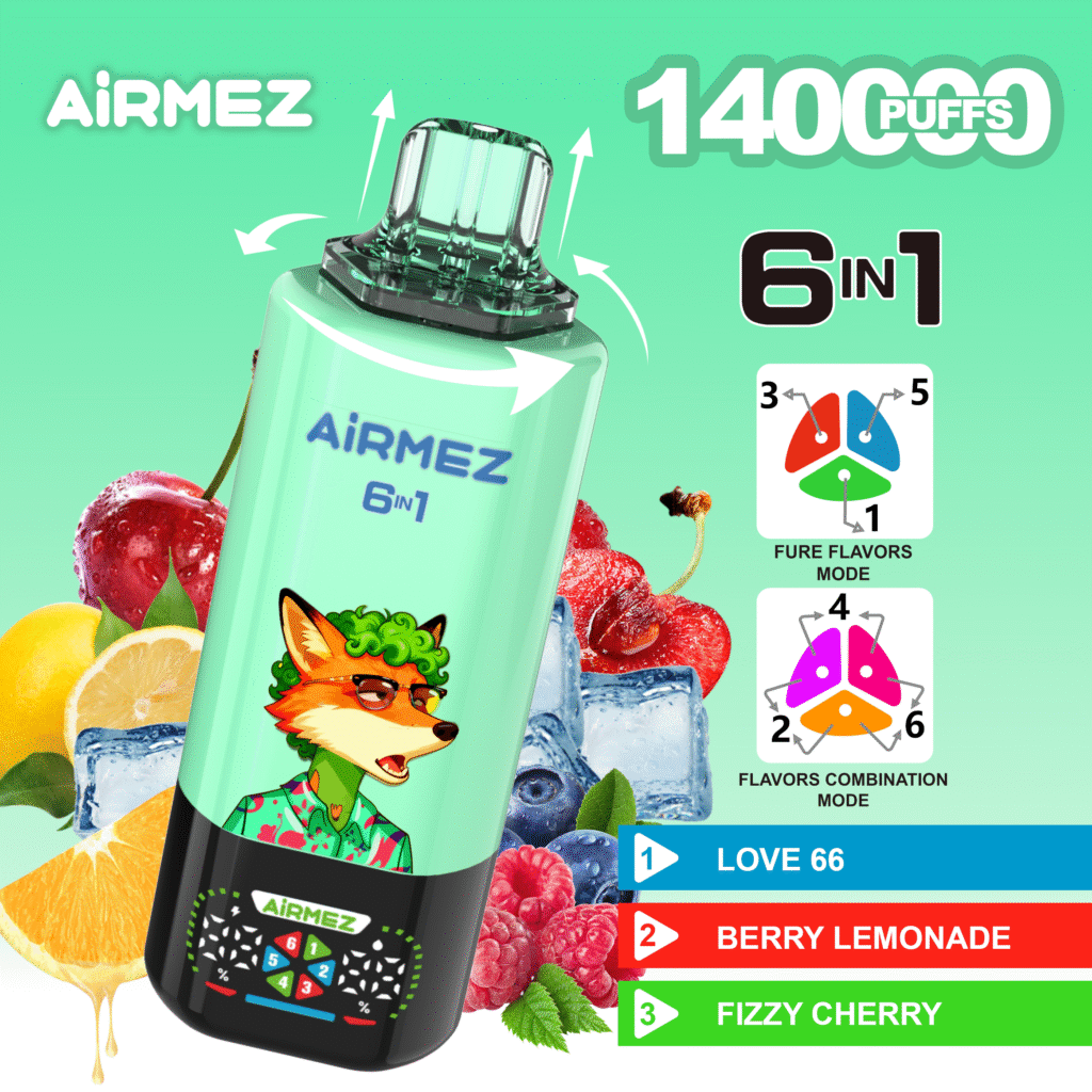 Airmez FOX 140K Puffs 6 IN 1 - jednorazový vape so 6 chuťami