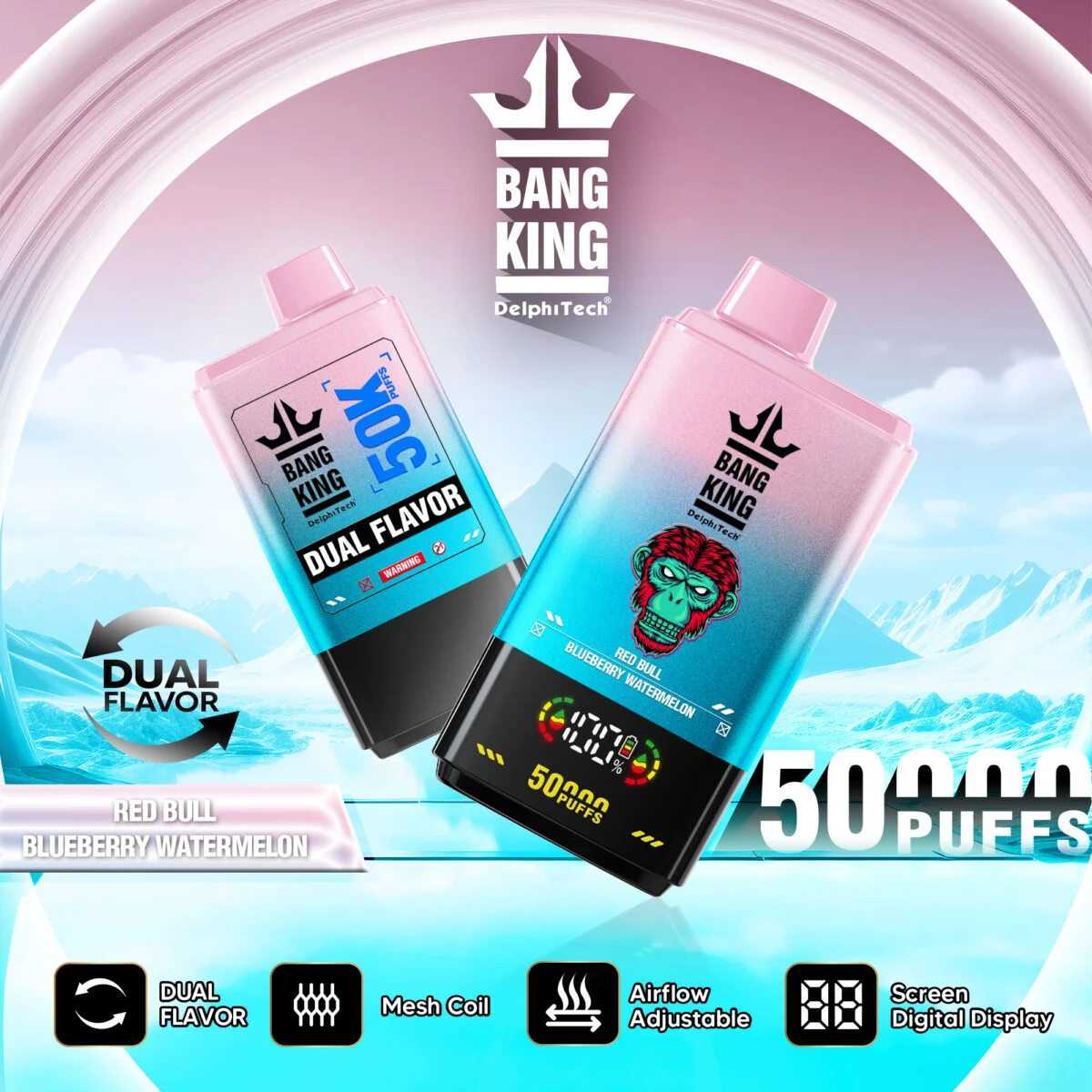 Bang King Dual Flavor 50000 Puffs 2 IN 1 Produktná Fotografia